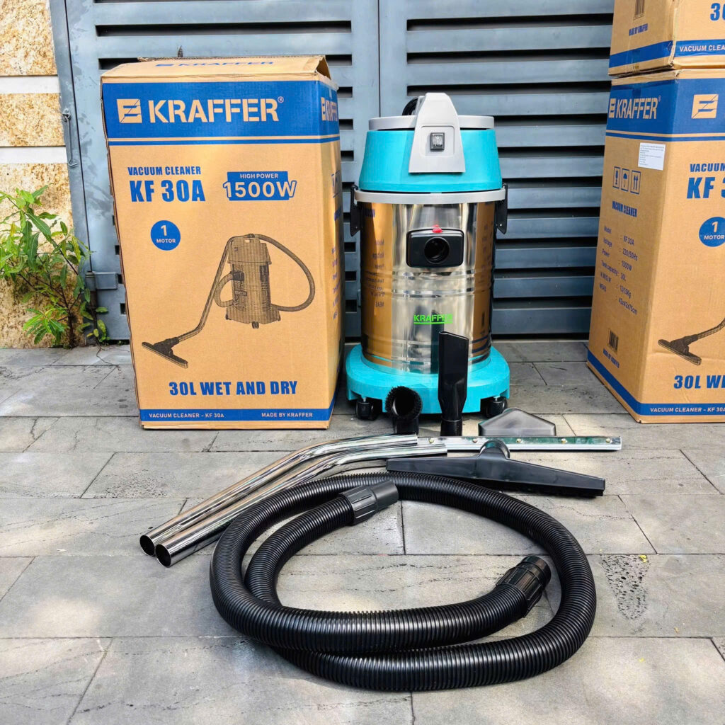 Bộ phụ kiện máy hút bụi công nghiệp Kraffer KF30A 30 lít gồm bàn hút bụi bàn hút nước ống inox và đầu hút khe