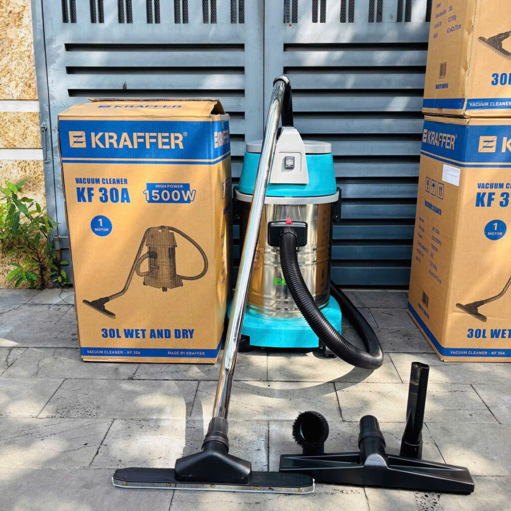 Máy hút bụi công nghiệp Kraffer KF30A 1500W lắp hoàn chỉnh sẵn sàng sử dụng